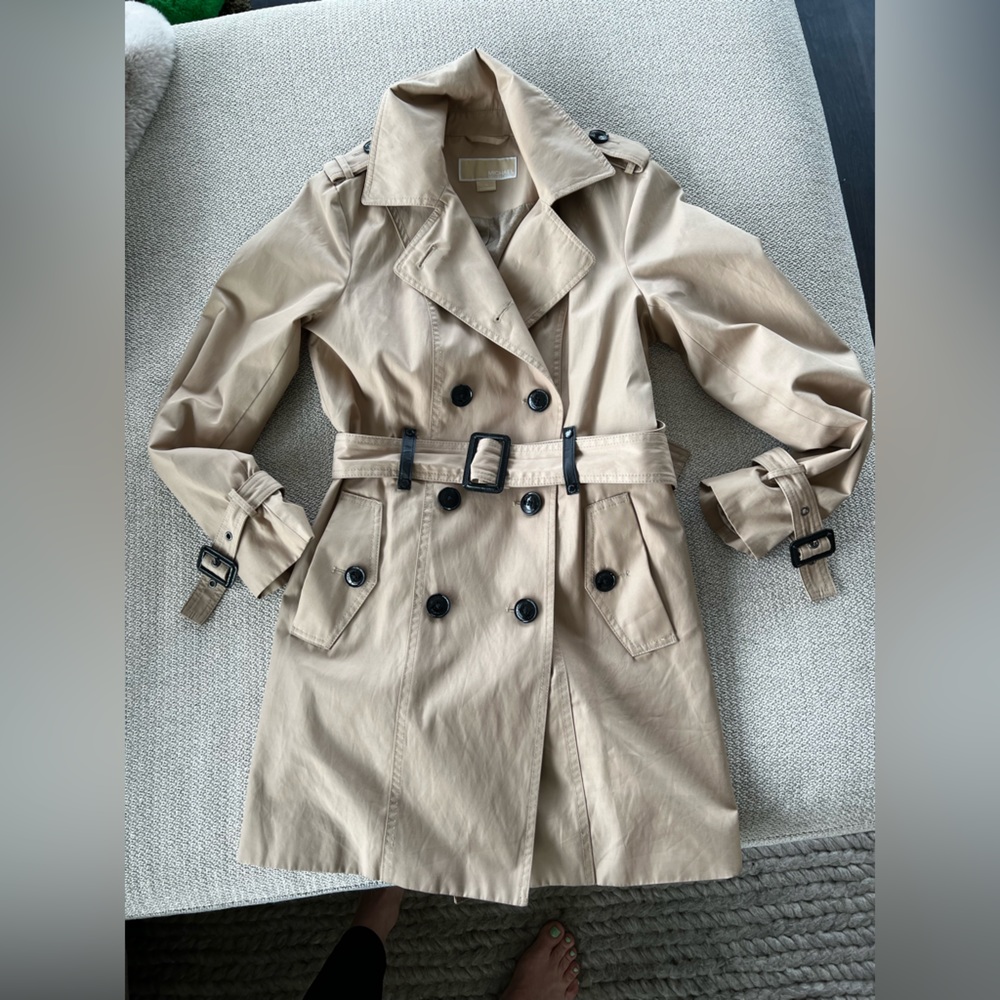 Michael Kors Womens classic double breasted trench PS
